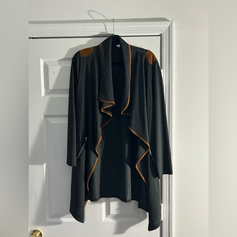 Gray and brown Cardigan by Classic Fashion